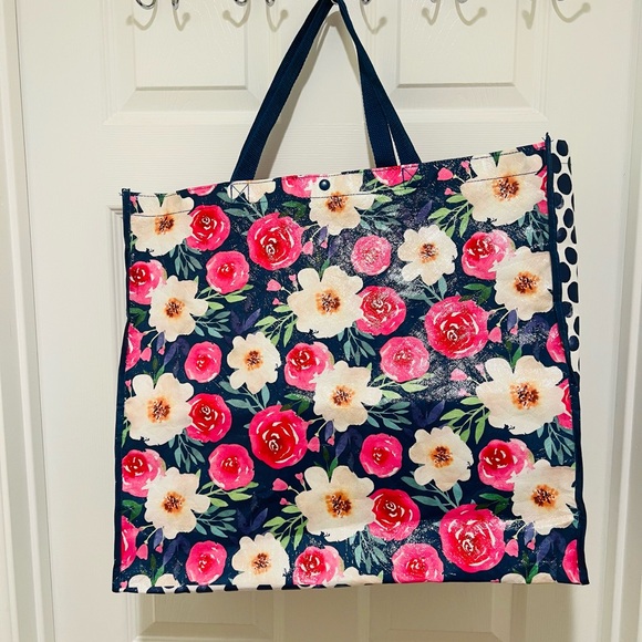 Micheals XLarge Floral Tote shopping bag reusable eco friendly - Picture 2 of 11